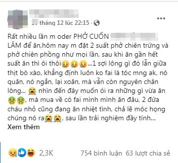 Đang ăn phở cuốn, cô nàng ói mửa vì gắp phải topping lông xoăn tít-1