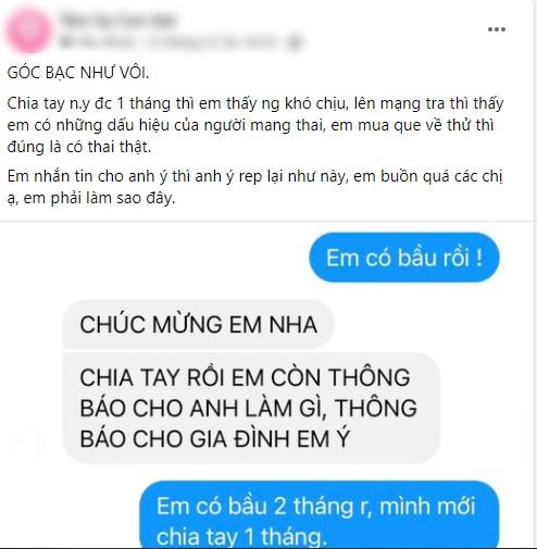 Chia tay mới biết có thai, cô gái chết sững vì lời chúc của kẻ bội bạc-1