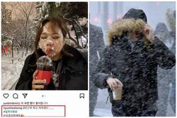 Giữa bão tuyết, 2 cô gái Hàn Quốc ôm khư khư ly cà phê đá đu trend