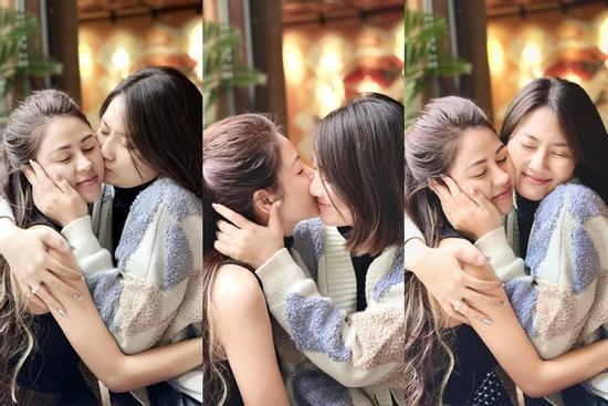 Ngọc Lan quấn quýt, hôn má bạn diễn nữ