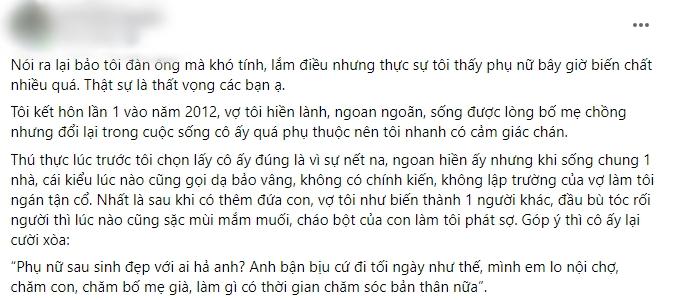 Bỏ vợ cưới người tình, gã chồng bội bạc méo mặt sau vài tháng-1