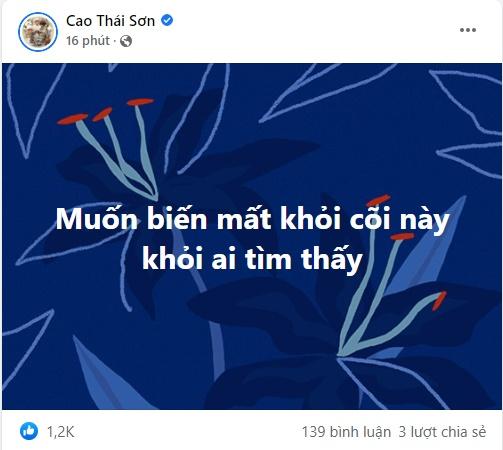 Cao Thái Sơn đăng status đòi biến mất khỏi cõi đời