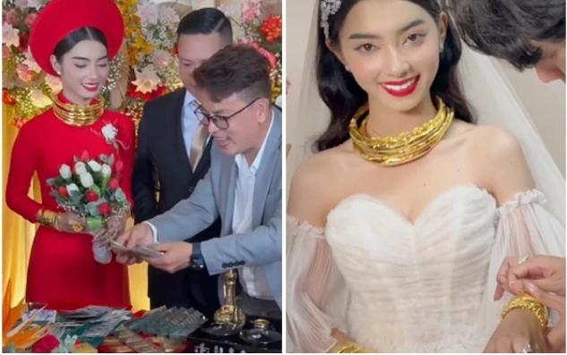 Cô dâu gánh vàng trĩu cổ, hồi môn chất chồng ai cũng muốn xin vía-1
