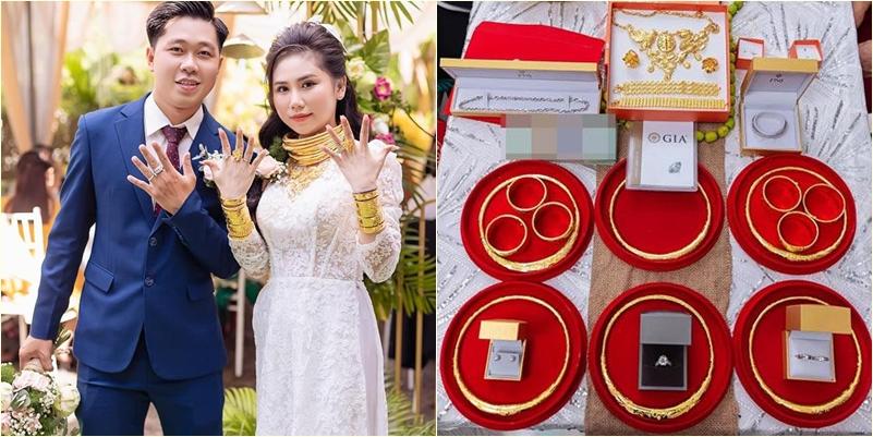 Cô dâu gánh vàng trĩu cổ, hồi môn chất chồng ai cũng muốn xin vía-5