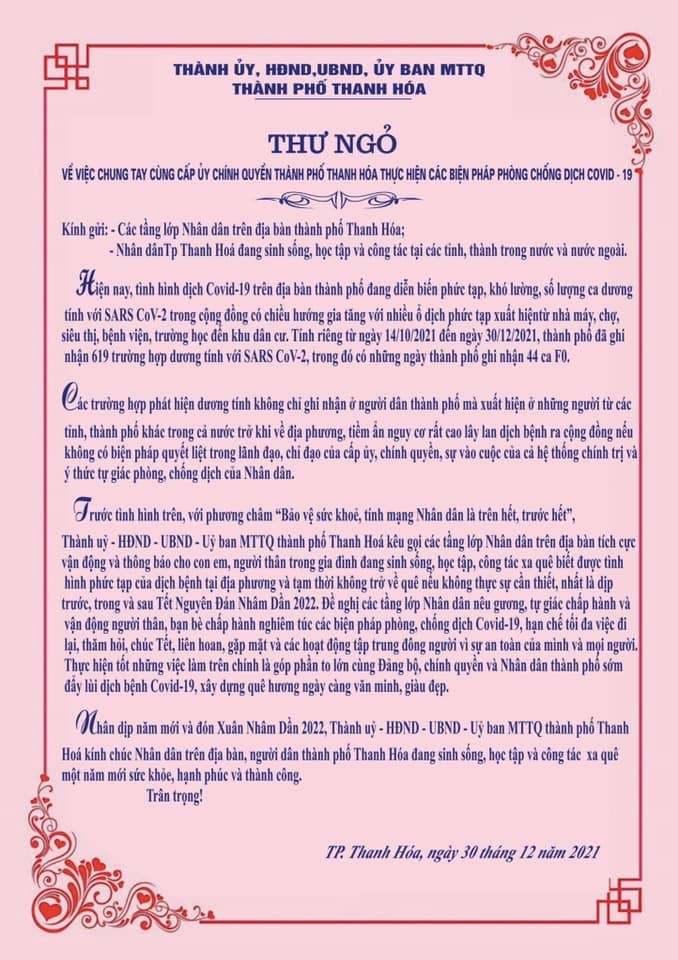 Một tỉnh gửi thư ngỏ, vận động người dân xa quê không về đón Tết-1