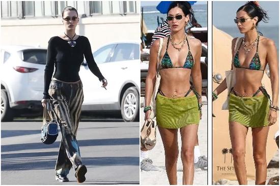 Bella Hadid 'thả rông' vòng 1, dáng đẹp như tượng tạc trên phố