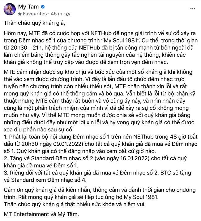 Mỹ Tâm muốn bù đắp vì show online gặp lỗi, fan lại từ chối nhận-2