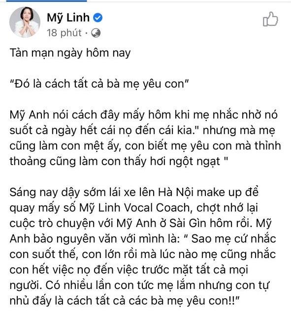 Diva Mỹ Linh tiết lộ con gái Mỹ Anh từng ngột ngạt vì mẹ-1