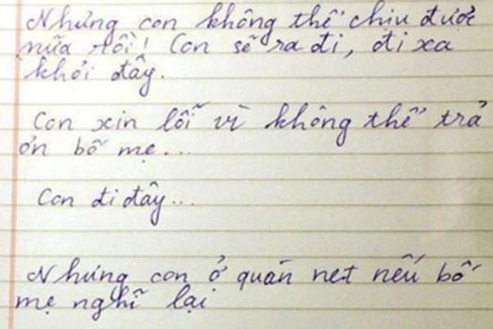 Viết thư bỏ nhà đi bụi, cậu nhóc khiến bố mẹ sốc nặng
