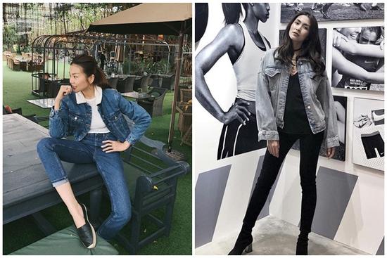 Học 'song Hà' Hà Hồ - Hà Tăng mix đồ Tết chất ngất với áo khoác jean