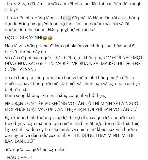 HOT: Trà Ngọc Hằng tố Oanh Yến vu khống quỵt tiền, chơi ngải-10