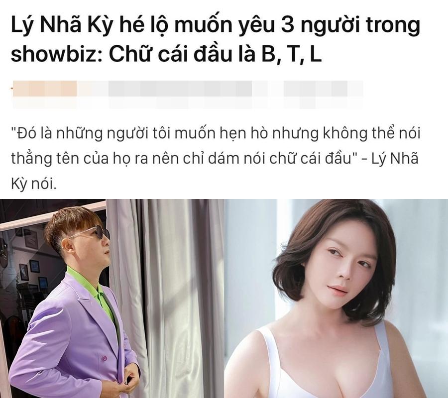 Mở đầu tin sao Việt là chia sẻ hài hước của Hoàng Bách về việc từ chối trở thành người yêu Lý Nhã Kỳ. Cụ thể, khi đọc được bài viết Lý Nhã Kỳ liệt kê chữ cái đầu tên của 3 người đàn ông showbiz mà cô muốn yêu, trong đó một người có chữ B, Hoàng Bách liền chia sẻ lại. Anh bông đùa: 