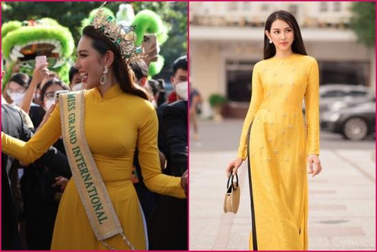 Cùng áo dài vàng, Thùy Tiên trước và sau đăng quang khác ghê!