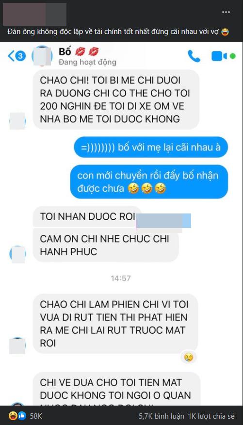 Bị nóc nhà đuổi cổ, bố lầy lội cầu cứu con cười ra nước mắt-1