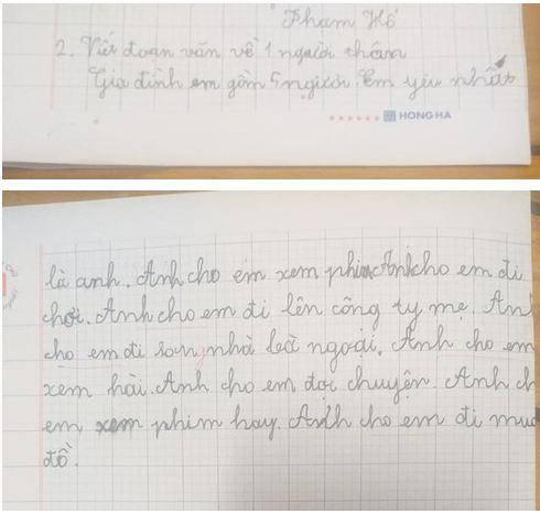 Em gái làm văn dập anh trai, may sao câu chốt đi vào lòng người-2