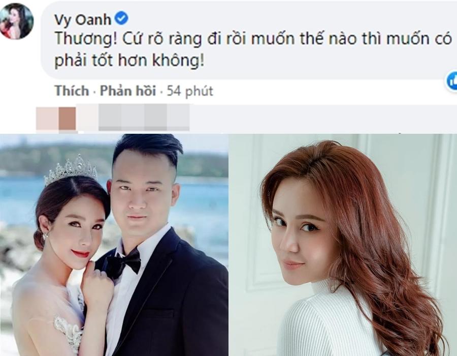 Mở đầu tin sao Việt là lời bày tỏ cảm xúc của Vy Oanh khi đọc thông tin về ồn ào ly hôn của Diệp Lâm Anh. Cụ thể, một đồng nghiệp showbiz Việt chia sẻ bài phỏng vấn Diệp Lâm Anh xác nhận ly hôn vì chồng ngoại tình, đồng thời bày tỏ lo lắng về việc chia con khi gia đình đổ vỡ. Thấy vậy, Vy Oanh ngậm ngùi: 