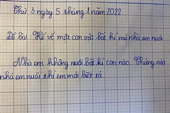 Tả vật nuôi, cậu nhóc viết đúng 1 câu cô giáo giận sôi máu