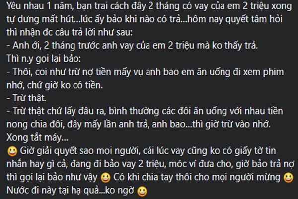 Bạn trai vay 2 triệu om không trả, người yêu đòi nợ mới ngã ngửa-2