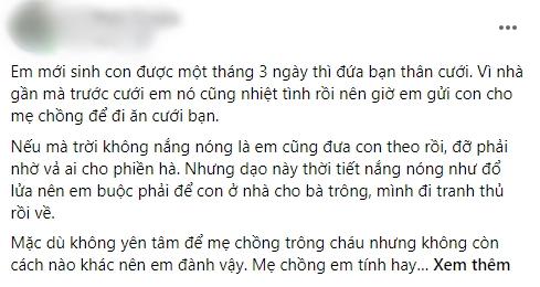 Mẹ chồng đi ăn cưới nửa ngày, cháu 1 tháng khát sữa khóc khản cổ-1