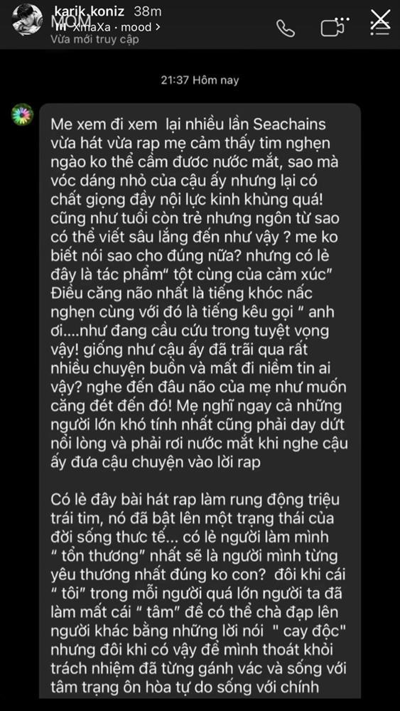 Karik tiết lộ đoạn tin nhắn từ mẹ, 1 thí sinh Rap Việt bị nhắc tên-3