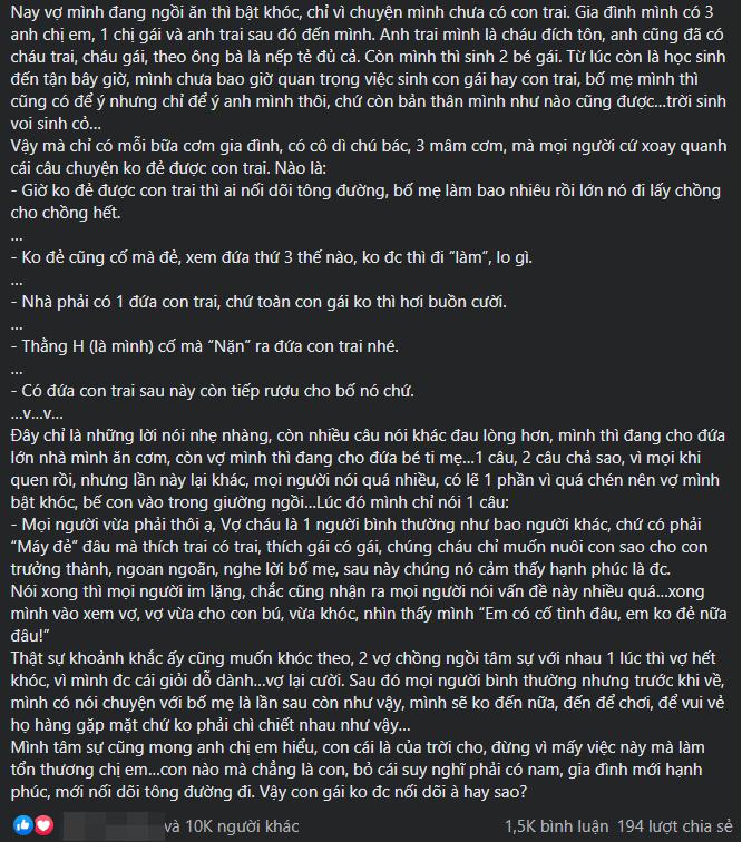 Vợ bị chê không đẻ được con trai, chồng nói một câu cả họ im lặng-1