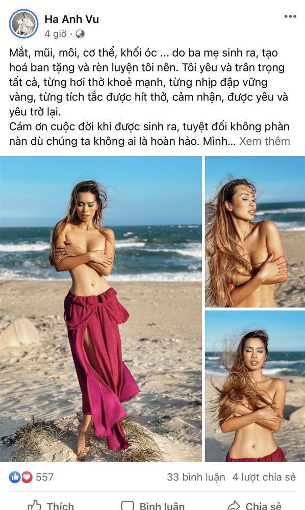 Hà Anh bán nude dùng tay che vòng 1 nhức mắt giữa biển-4