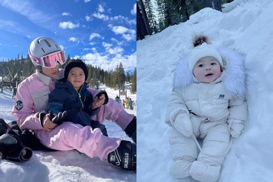 Phạm Hương bị 2 cậu ấm chiếm sạch spotlight khi đi trượt tuyết