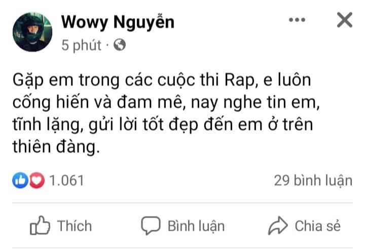 Wowy đau xót rapper trẻ qua đời, Karik bình luận vô duyên-2