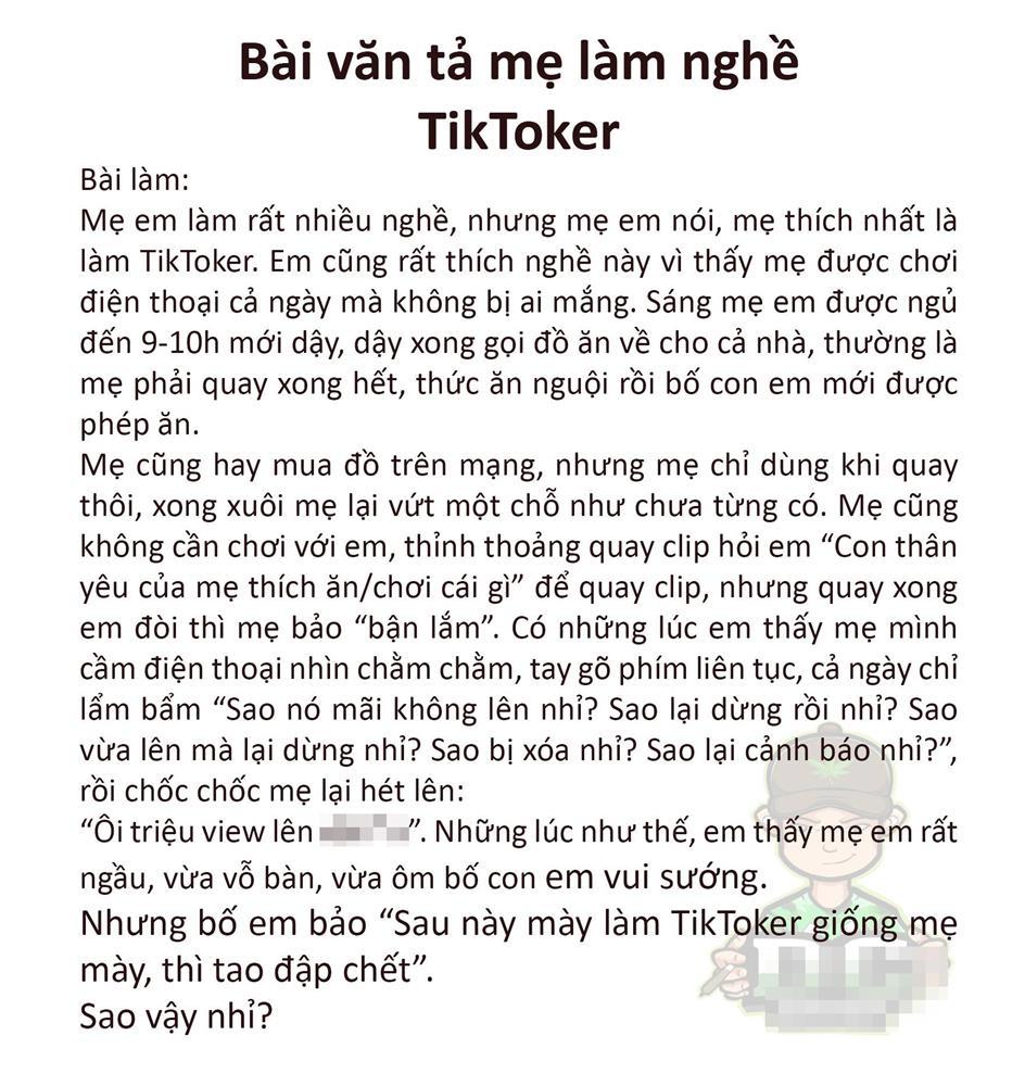 Nhóc tiểu học tả mẹ làm TikToker, từng câu chữ sốc tận óc-1