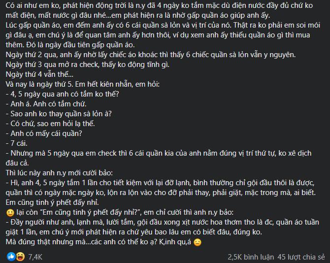 Người yêu cả tuần không tắm không thay đồ, ngã ngửa khi biết lý do-1