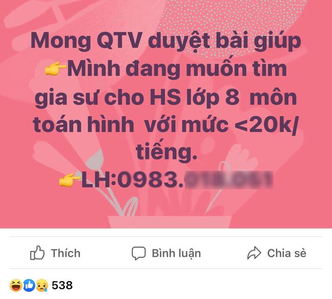 Tin tuyển gia sư môn Toán có nội dung khiến thầy cô bật khóc-1