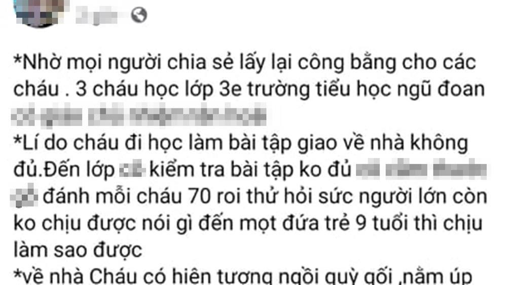 Học sinh lớp 3 tố bị đánh 70 roi, thâm tím mông-1