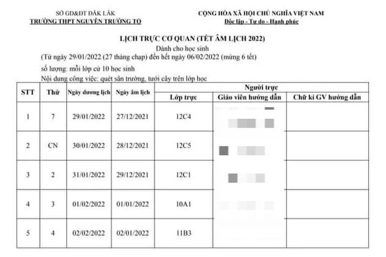Xôn xao trường ra văn bản yêu cầu học sinh quét sân, tưới cây xuyên Tết-1
