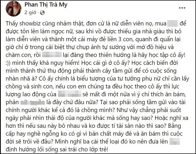 Trà My đá xéo cuộc sống Tăng Thanh Hà, gọi là máy đẻ?-2