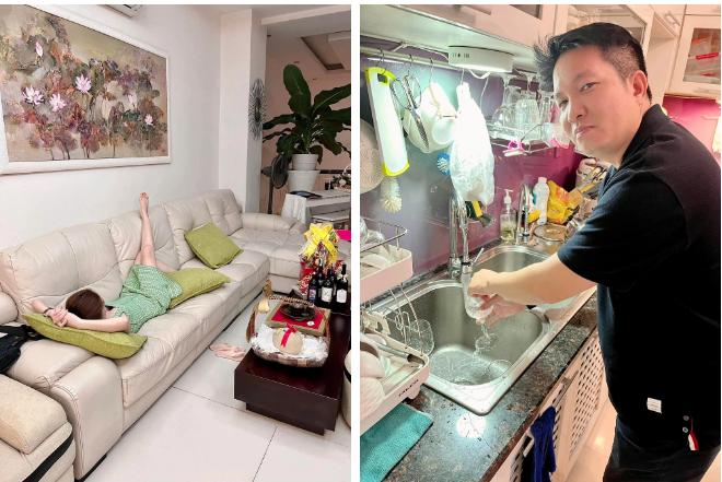 Đại gia quận 7 ăn Tết: Vợ gác chân xem TV, chồng lúi húi rửa bát-1