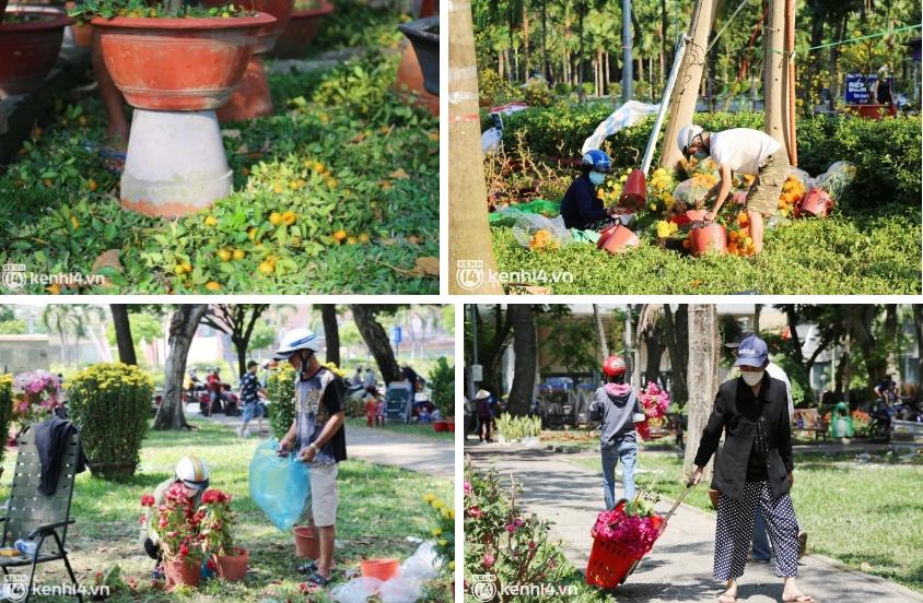 Tiểu thương Sài Gòn vứt bỏ hoa ế, người dân tranh thủ đến lượm hoa-3