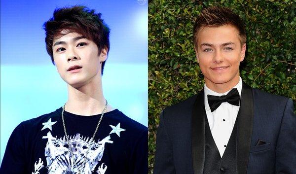 Cả Moon Bin và Peyton Meyer đều có gương mặt góc cạnh, mắt sâu, môi mỏng. So với hình tượng lịch lãm, trưởng thành của ngôi sao Girl Meets World, thành viên ASTRO lại toát lên vẻ "học sinh trung học".
