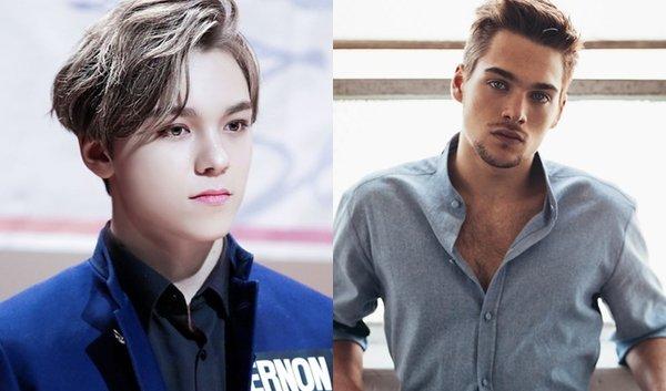 Vernon gây chú ý vì gương mặt khá giống T.O.P (Big Bang) và tài tử Titanic Leonardo DicCaprio thời trẻ. Thành viên SEVENTEEN còn được nhận xét hao hao Dylan Sprayberry (Teen Wolf, Man of Steel). Cả hai đều sở hữu vẻ đẹp ngất ngây, hút hồn. Tuy nhiên, nếu xét về độ "không tuổi" thì "nam thần lai" của SEVENTEEN vẫn có phần trẻ hơn rất nhiều so với anh bạn cùng tuổi.