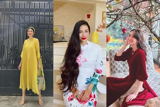 29 Tết xúng xính áo dài: Phạm Hương thẳng đuột - Hà Tăng rực rỡ