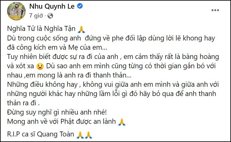 Ở phe đối lập, vợ cũ Hoàng Anh nói gì khi Quang Toàn qua đời?-2