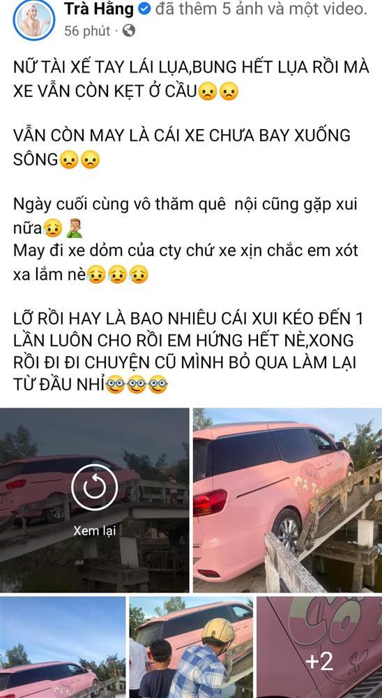 Xế hộp Trà Ngọc Hằng kẹt trên cầu hẹp, nguy cơ bay sông-2