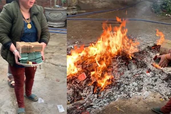 Clip: Nín thở xem bà cô đem bọc tiền 500k dày cộp ra hơ lửa-1