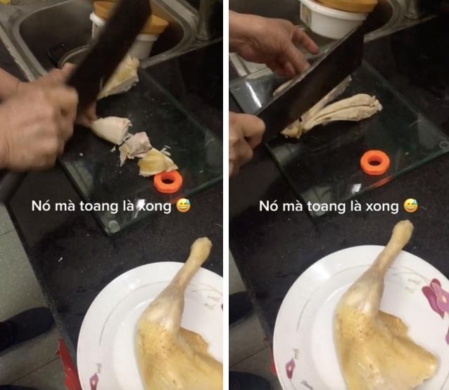 Màn chặt gà khiến ai nhìn vào cái thớt cũng thấy đau tim giùm-1