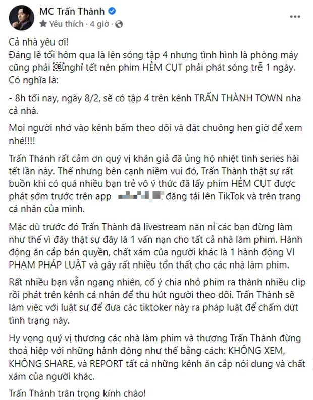 Trấn Thành tuyên bố nhờ pháp luật xử lý các TikToker, chuyện gì đây?-1
