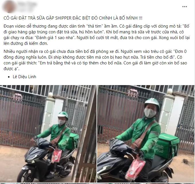 Clip: Đặt trà sữa online, cô gái không ngờ shipper chính là bố mình-1