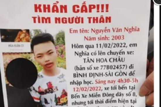 Mất liên lạc nam sinh viên vào TP.HCM nhập học, gia đình cầu cứu