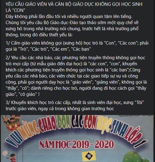 Đề xuất giáo viên không được gọi học sinh là... con-1