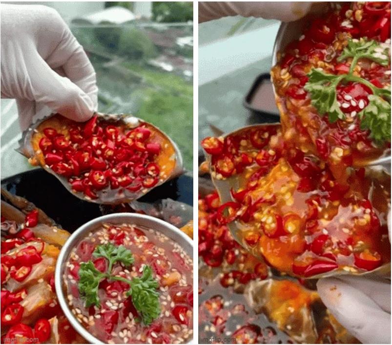 Món cua sống ớt khiến thánh ăn cay nhìn qua cũng e sợ vài phần-1