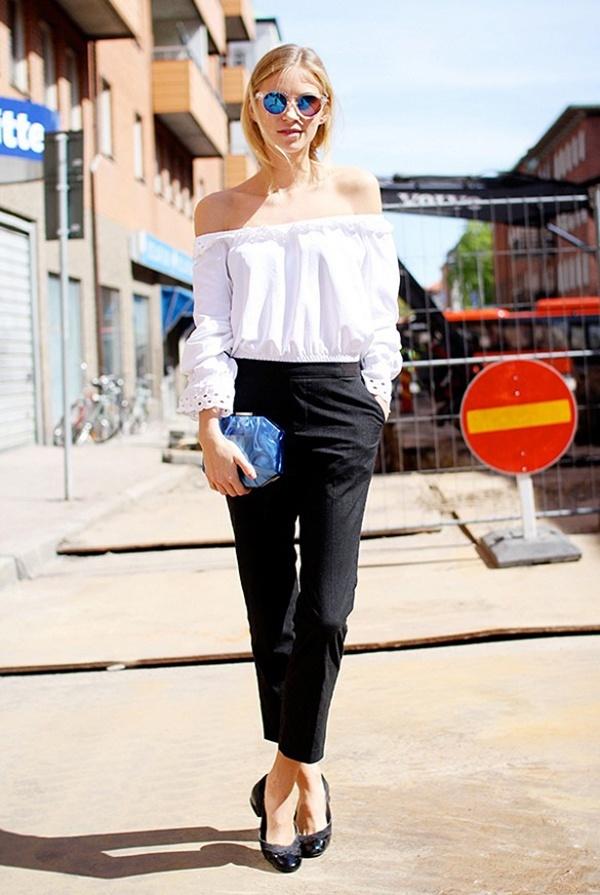 Công thức mix đồ với áo trễ vai khoe điểm vàng hình thể-5