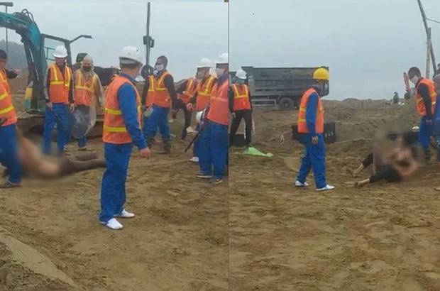 Xôn xao clip nhóm phụ nữ chỉ mặc áo ngực bị kéo lê tại công trường-1